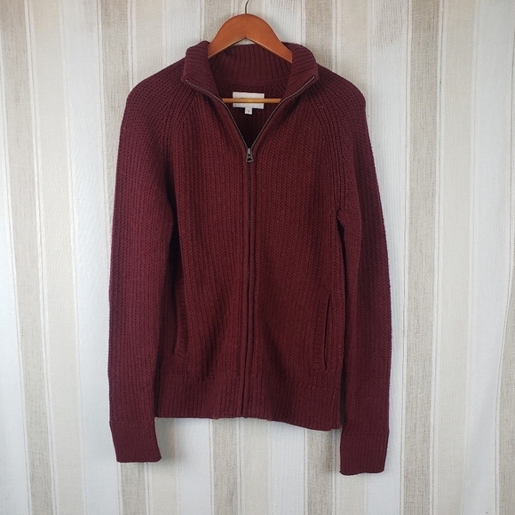 Lucky Brand Full Zip‎ Cableknit Sweater Cardigan Red Size Small - Picture 1 of 9